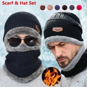 2pcs Ski Cap and Scarf Sets Winter Wool Balaclava Mask