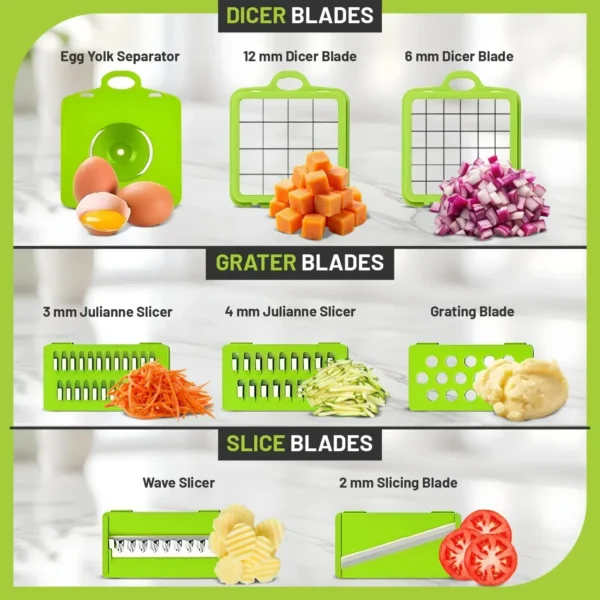 16 in 1 Vegetable Cutter Manual Food Chopper Slicer with Container ...